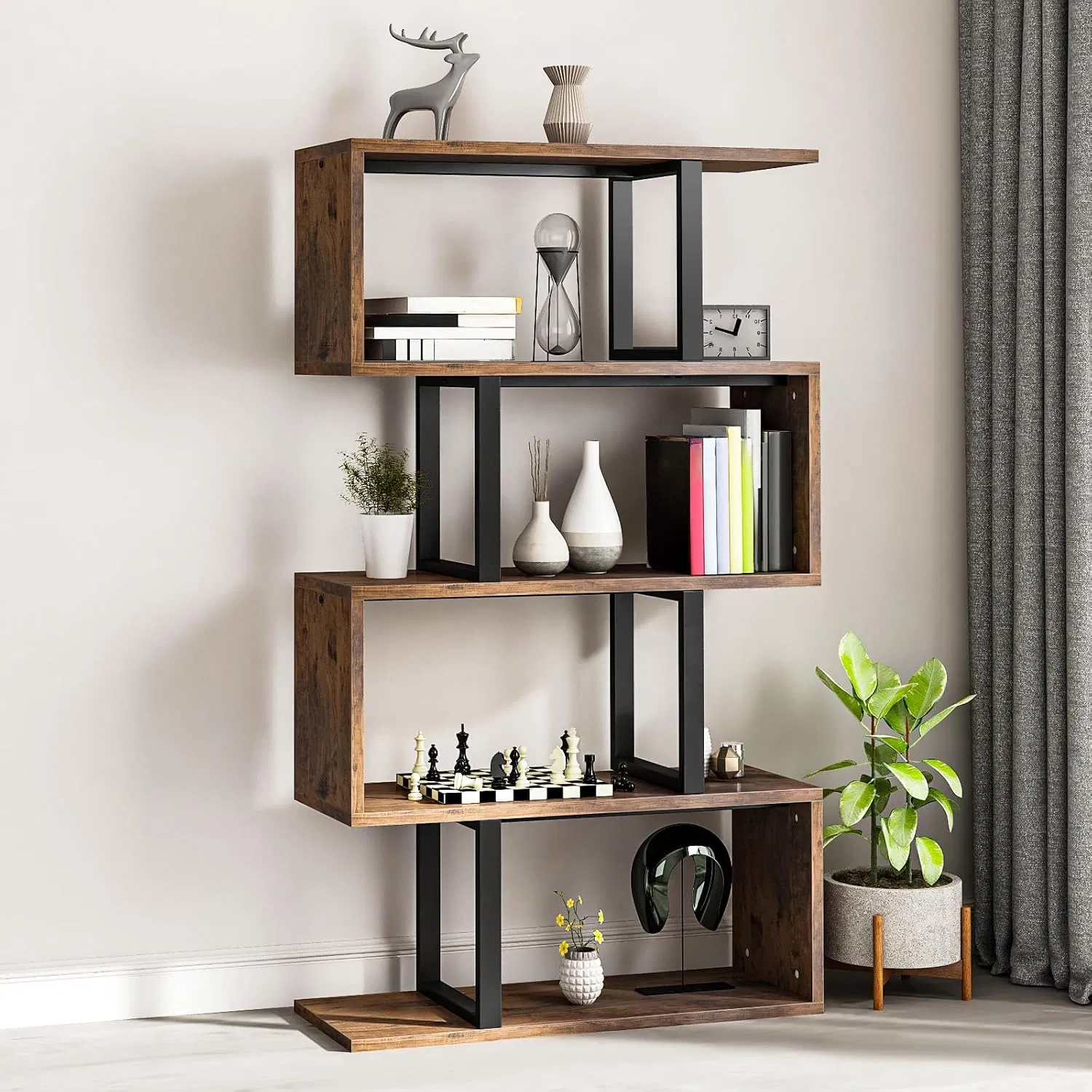 Bookcase with Reflective Bookshelf and Decorative Bookrack for Retail Stores Bookcase