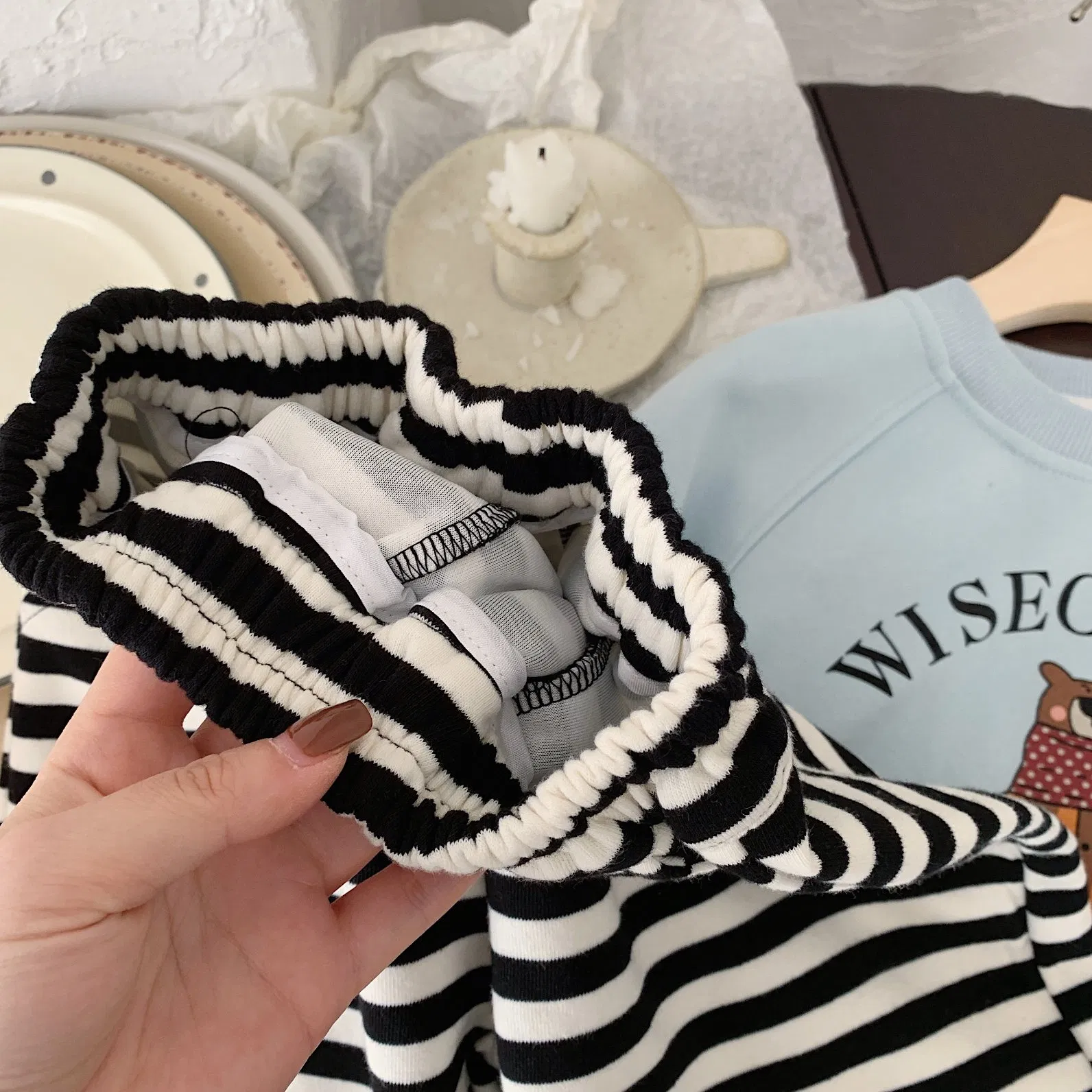 Stylish Kids Sweatpants with Cartoon Prints and Striped Accents