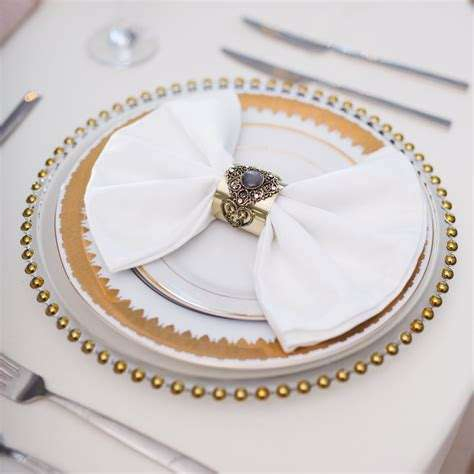 13-Inch Round Glass Charger Plates with Luxurious Gold Accents