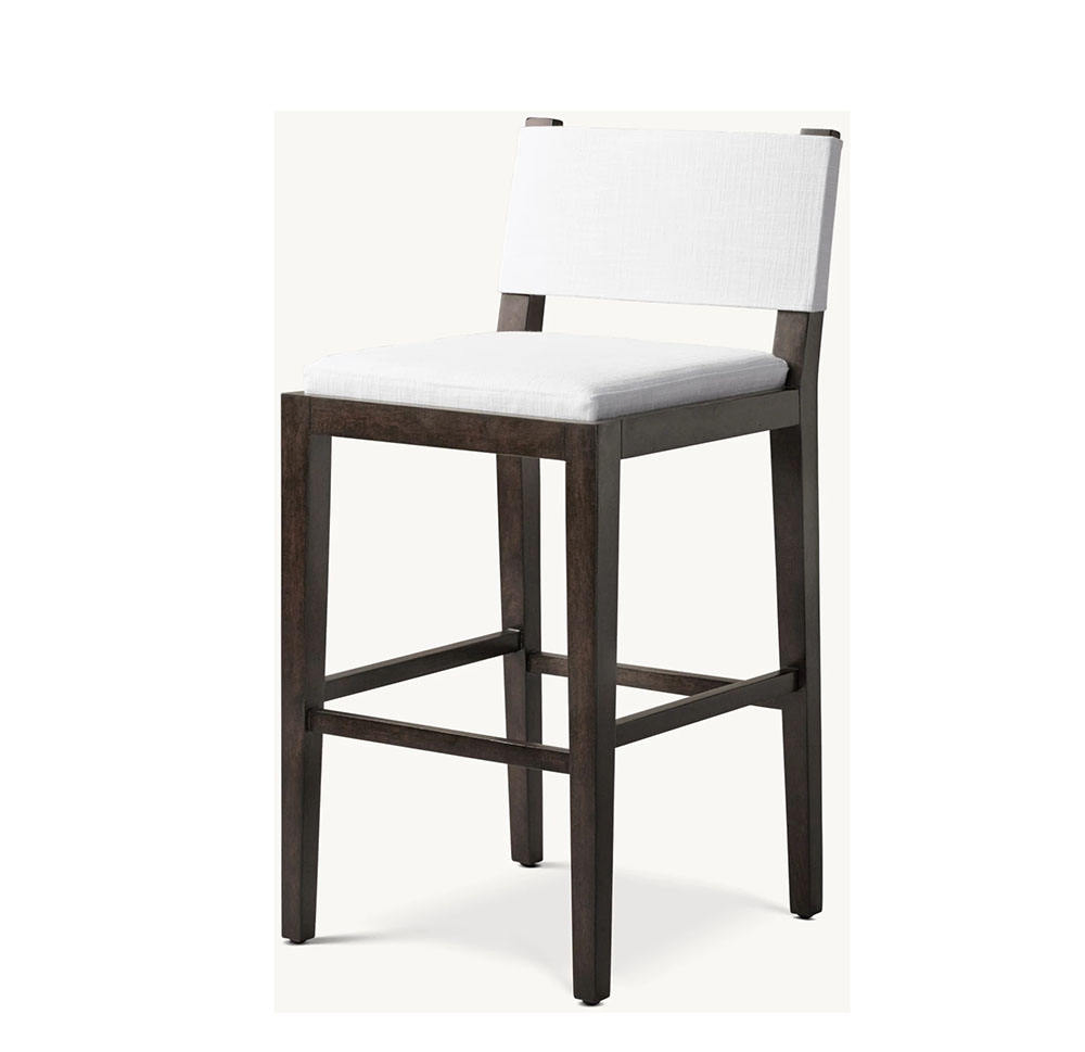 Nordic Metal Frame Wooden Seat Counter Stool for Dining Bar