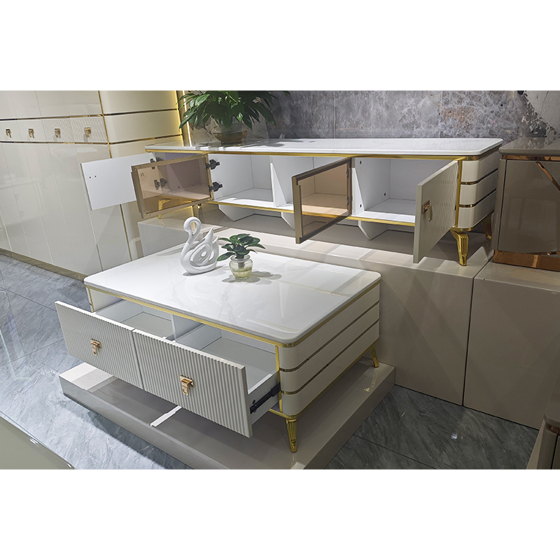 Foshan Wholesale Wooden MDF TV Cabinet Furniture Home Modern Luxury Wood Living Room TV Stand