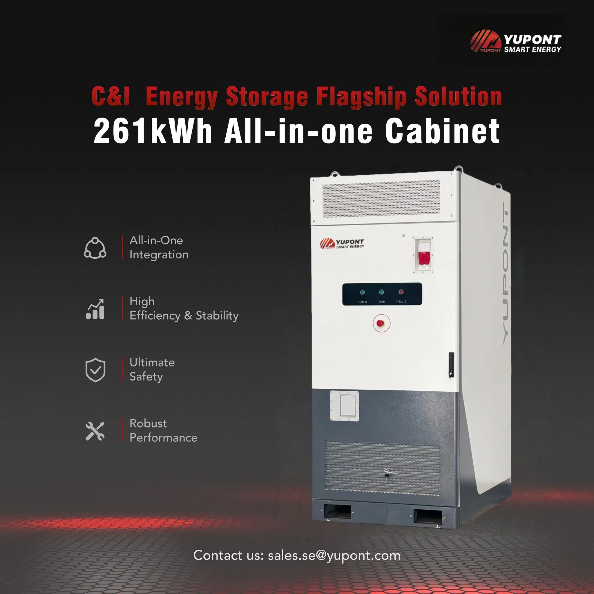 Yupont 125kW/261kWh Integrated C&I Liquid-Cooled Energy Storage Cabinet for Outdoor Use
