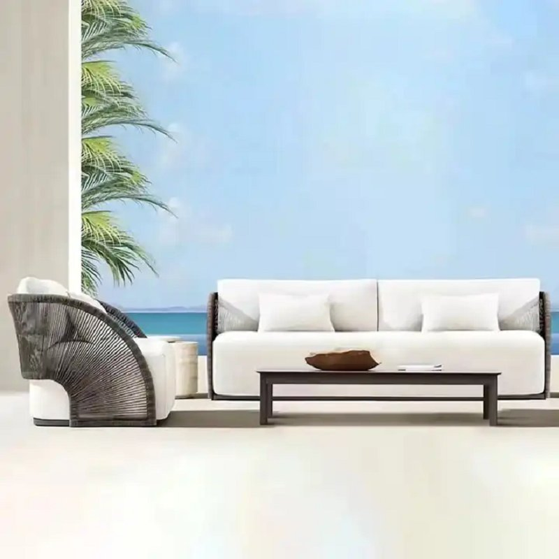 New Outdoor Sofa Hotel Furniture Patio Rope Set Garden Sofa