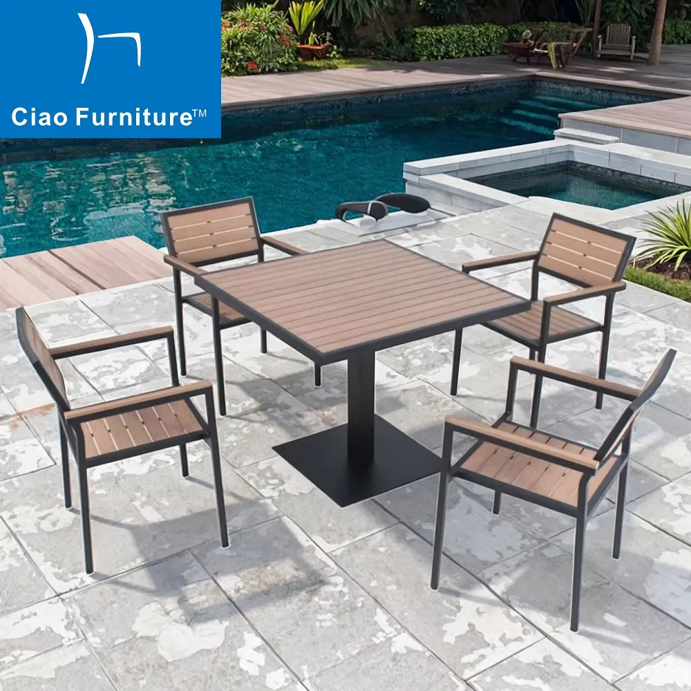 Foshan Garden Outdoor Restaurant Aluminum Patio Dining Set Table Chairs Furniture