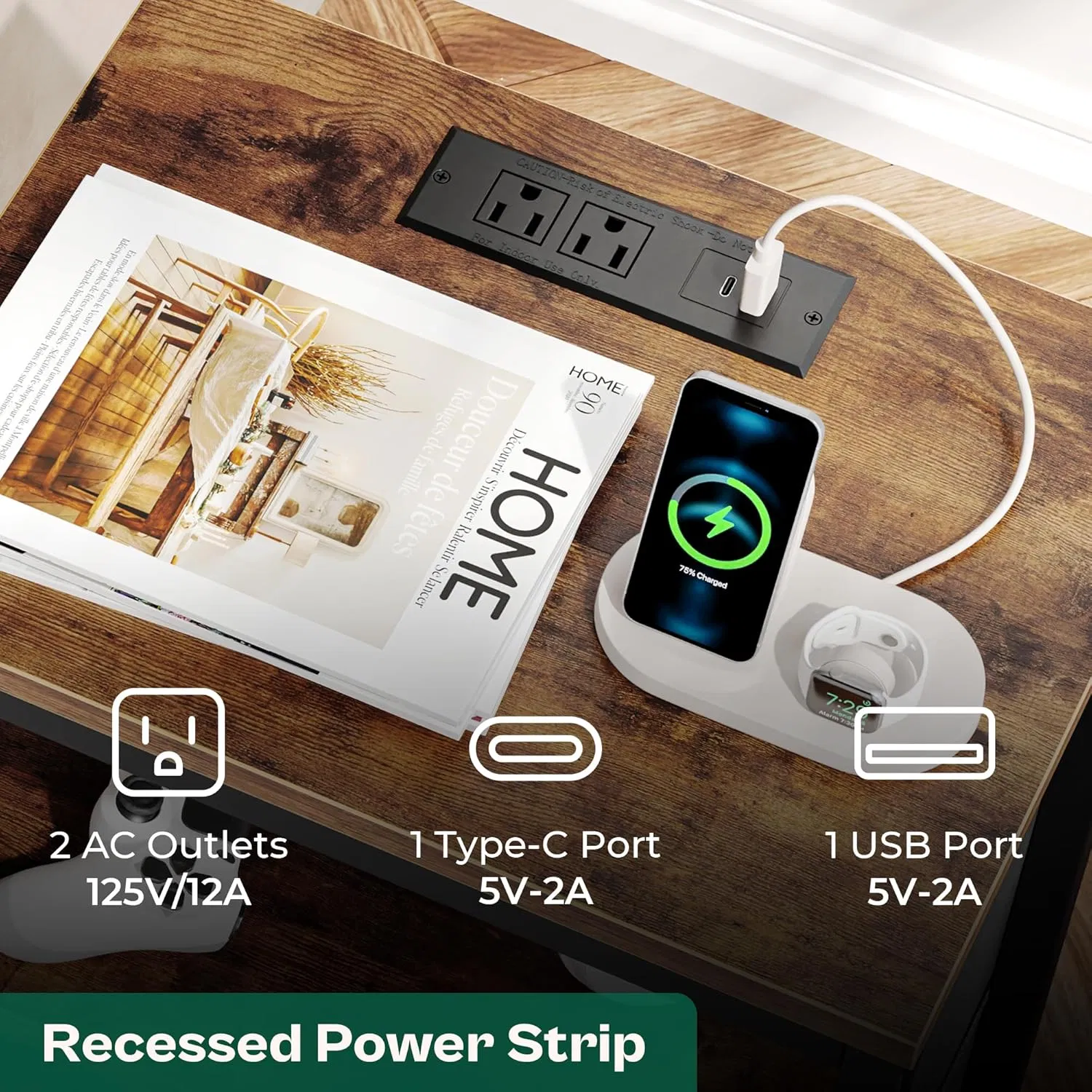 Customized Wireless Charging Bedside Table Nightstand for Europe Market