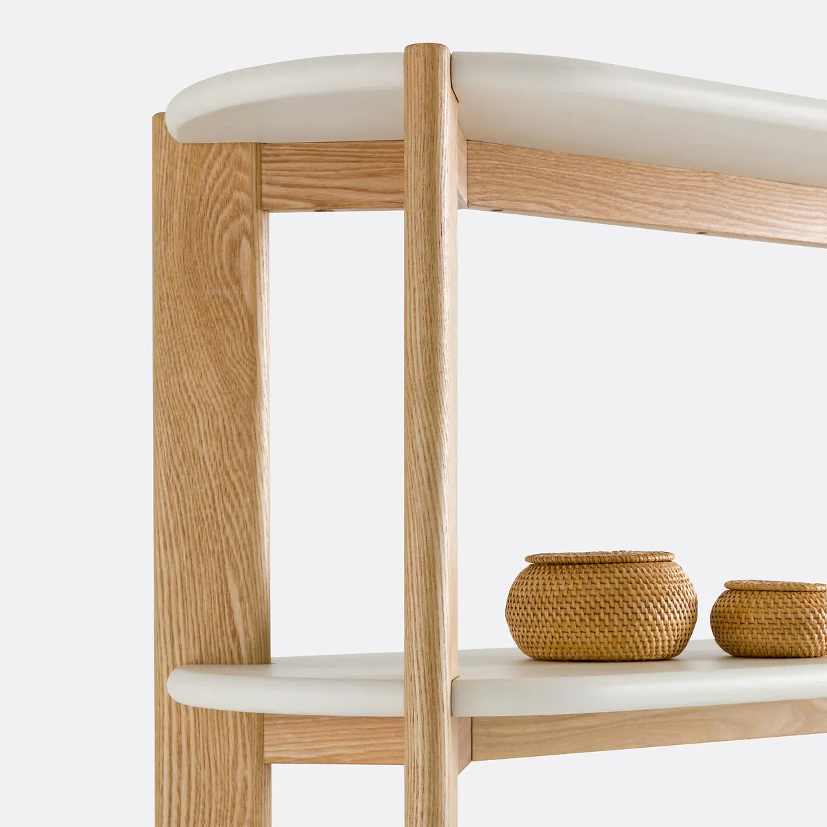 Nordic Style Solid Oak Etagere Open Display Shelf Bookcase for Living Room