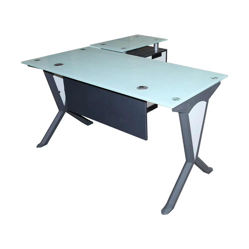 Modern Furniture Glass Desk Laptop Office Desk Solid Wood Glass Combined with Large Table
