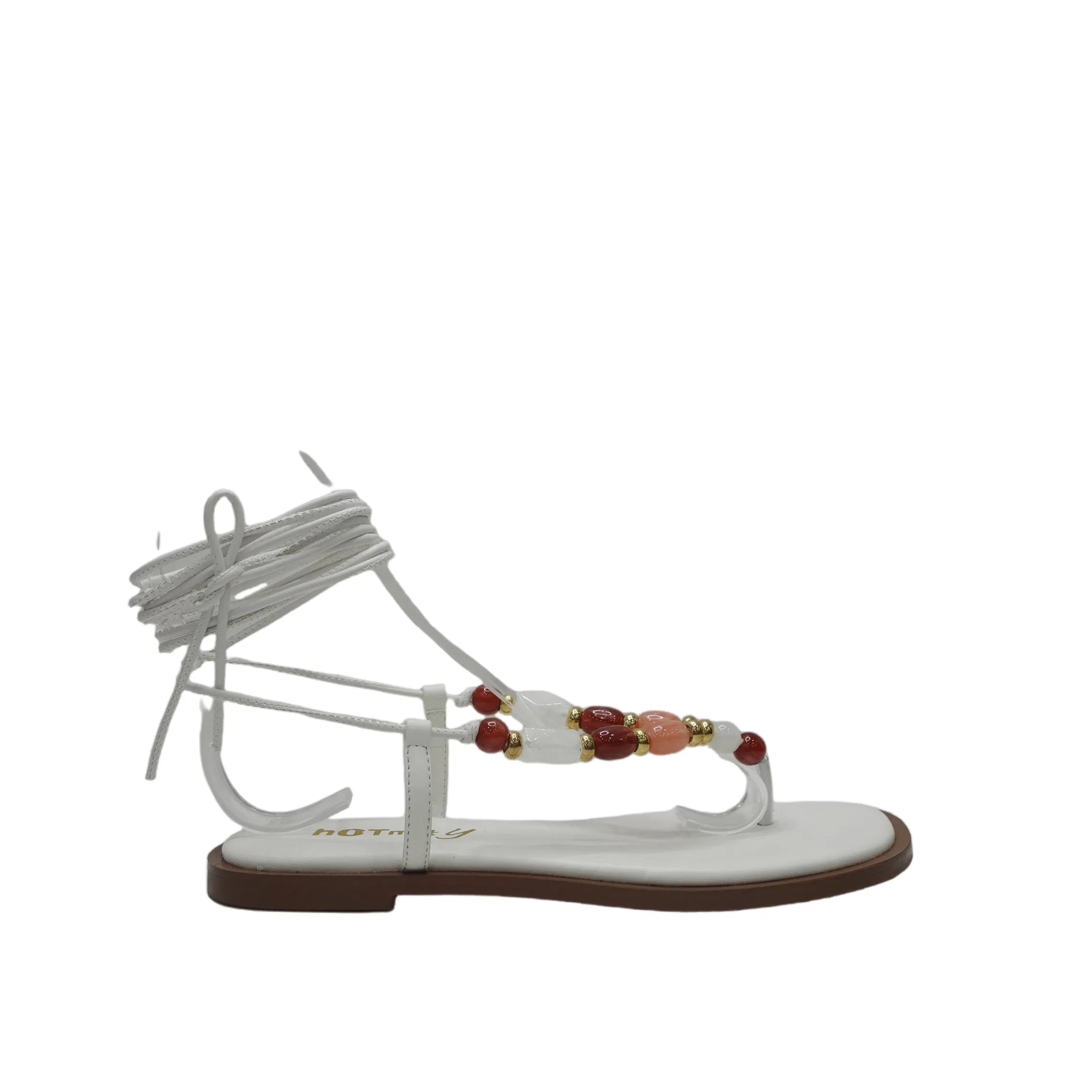 Stylish Women's Flat Flip-Flop Sandals with Elegant Stone Accents