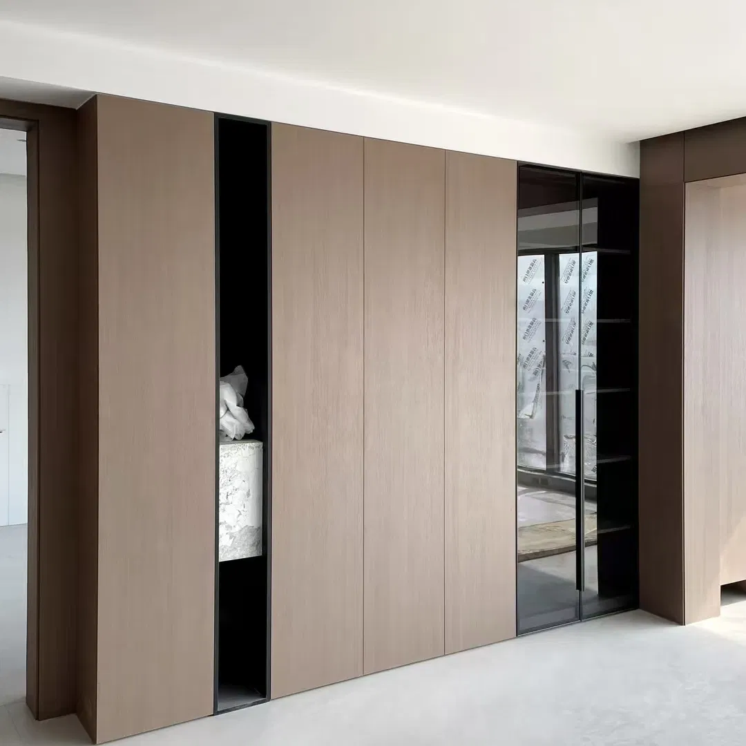 Modern Bedroom Custom Wooden Cabinet 4 Door Mirror Door for Dressing Kids Wood Storage Glass Armoire Cabinet Wardrobekids Wardrobe Various Colors and Styles