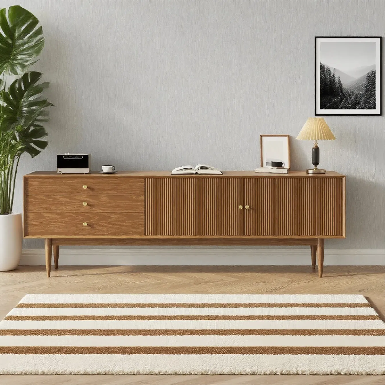 Luxury Storage TV Cabinet Unit Furniture Modern Living Room Wooden TV Stand