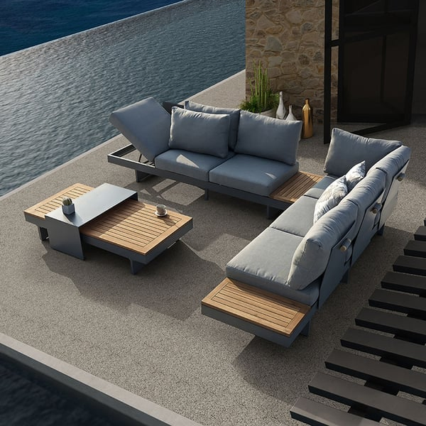 Modern Outdoor Lounge Sofa L-Shape Garden Patio Furniture for Resort