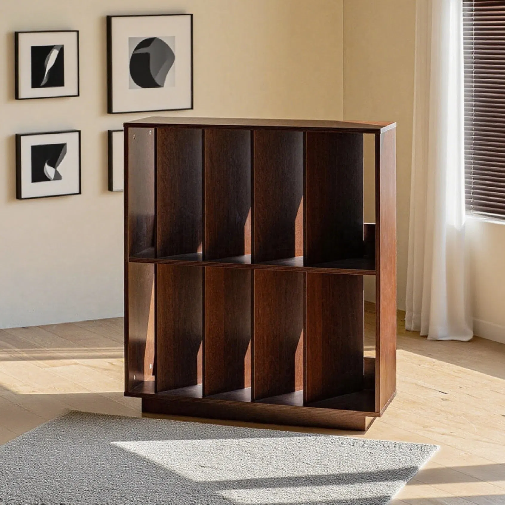 Drawer Anti-Fall Organizer Shelves with Geometric Bookcase Bookshelf