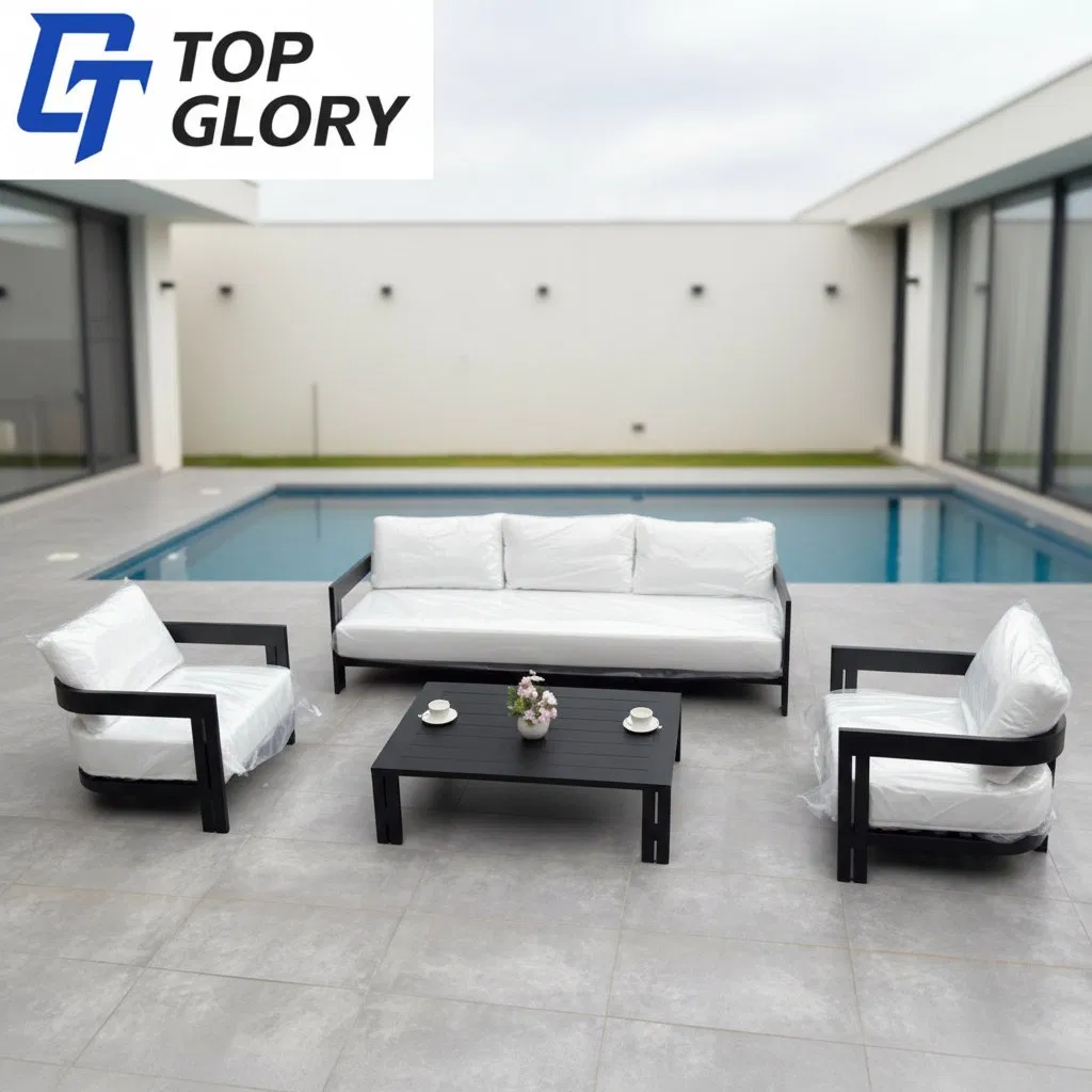 Tg Foshan Custom Size &amp; Color Aluminum Outdoor Dining Chair and Table Set Patio Furniture for Garden Courtyard Hotel Villa Use