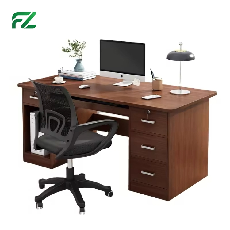Modern Office Computer Desk with 3-Drawer Aluminum Bedroom Table for School &amp; Company