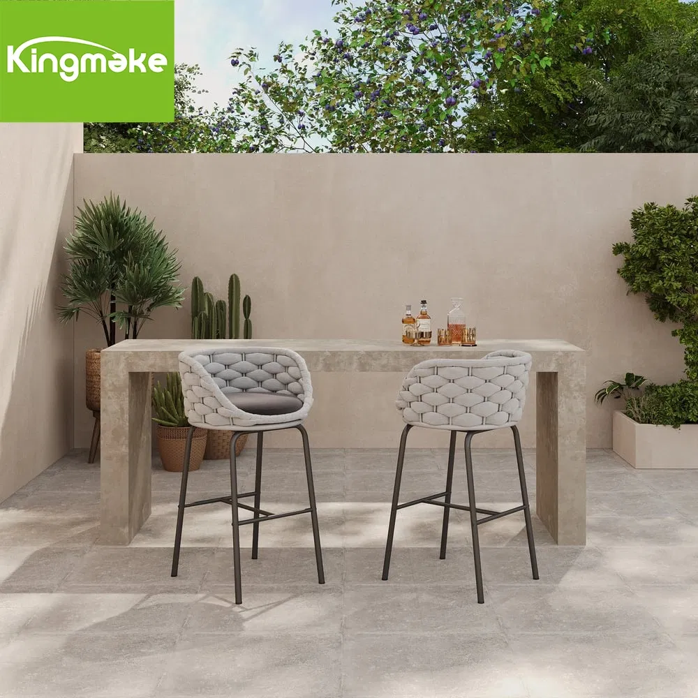 High-Quality Outdoor High Chair Rope Weaving Bar Stool for Hotel Restaurant