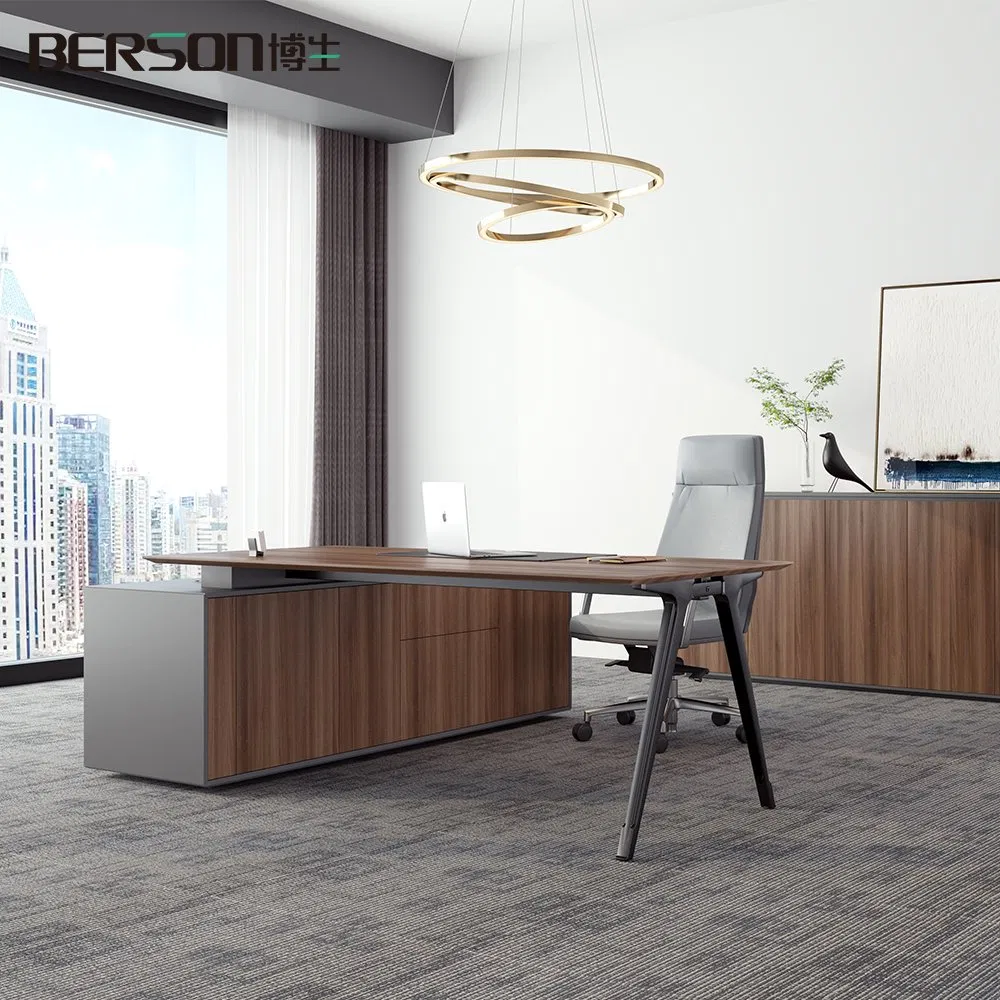 Modern Executive L Shape Wooden Furniture Computer Office Desk with Drawers