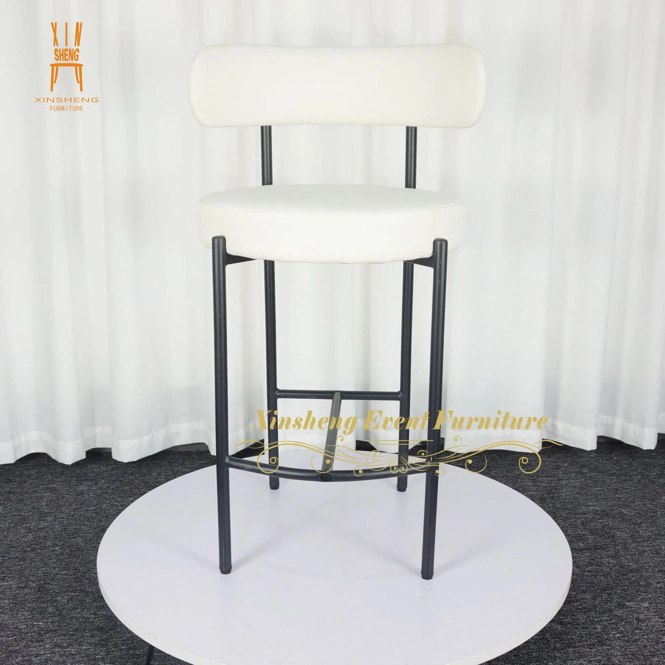 High Quality Luxury Black Metal Legs Soft White Cushion Bar Stool Bar Tall Chairs for Restaurant Bar Furniture
