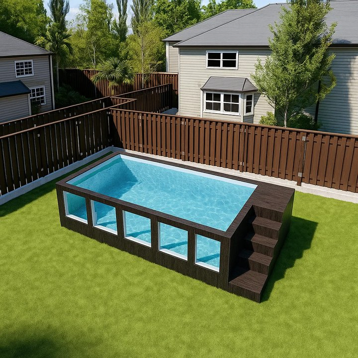 Luxury Glass-Trimmed Pool with Wood Accents for Home &amp; Hotel