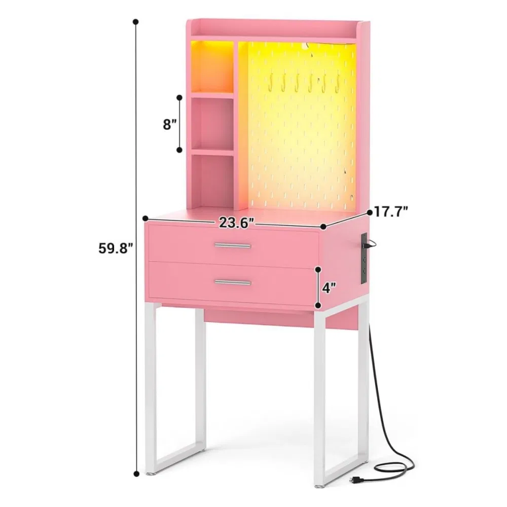 Simple Design Modern Wooden Dressing Table with Drawers and Power Outlet