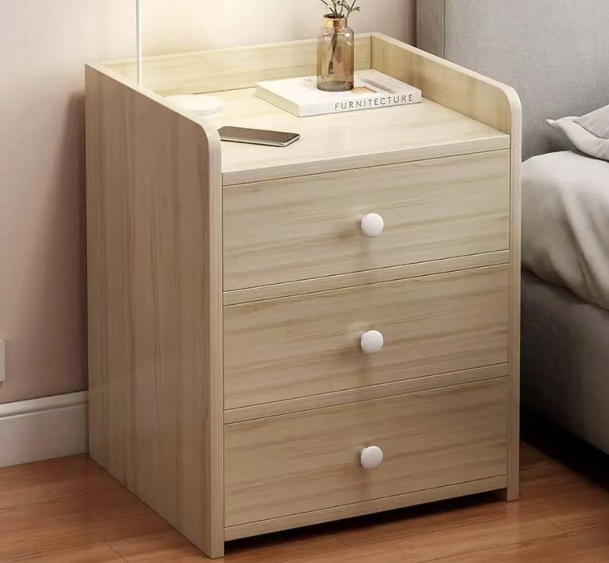 Modern Nightstands with Adjustable Door Panel Thickness for Storage