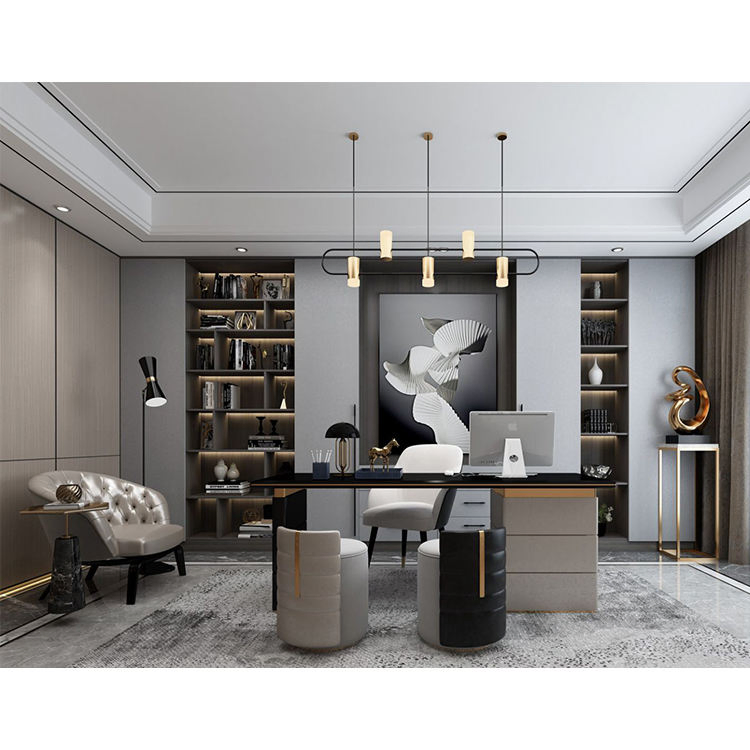 Modern Bookshelf Cabinet Bookcases Furniture Design Home Office Room Corner MDF Wooden Book Shelf Bookcase with Computer Desk