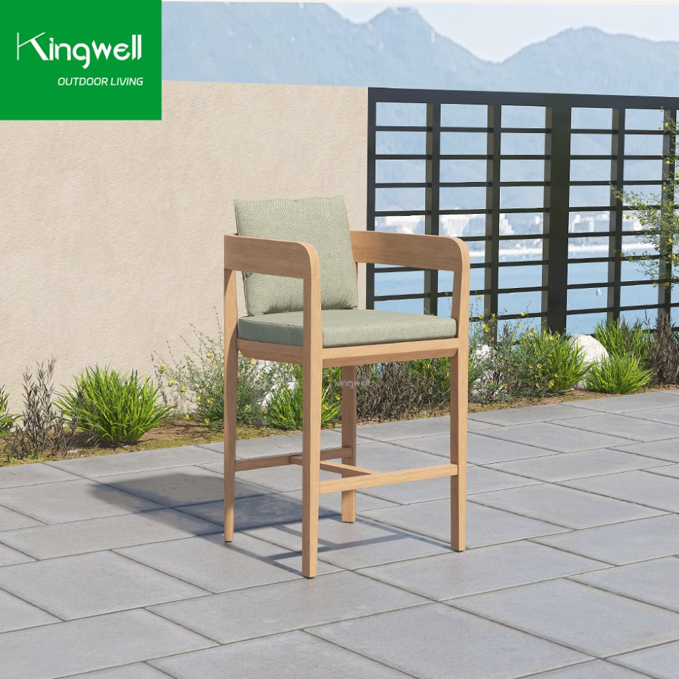 Outdoor Teak Furniture Bar High Chairs Wooden Lounge Bar Stools for Cafe Hotel Appartment