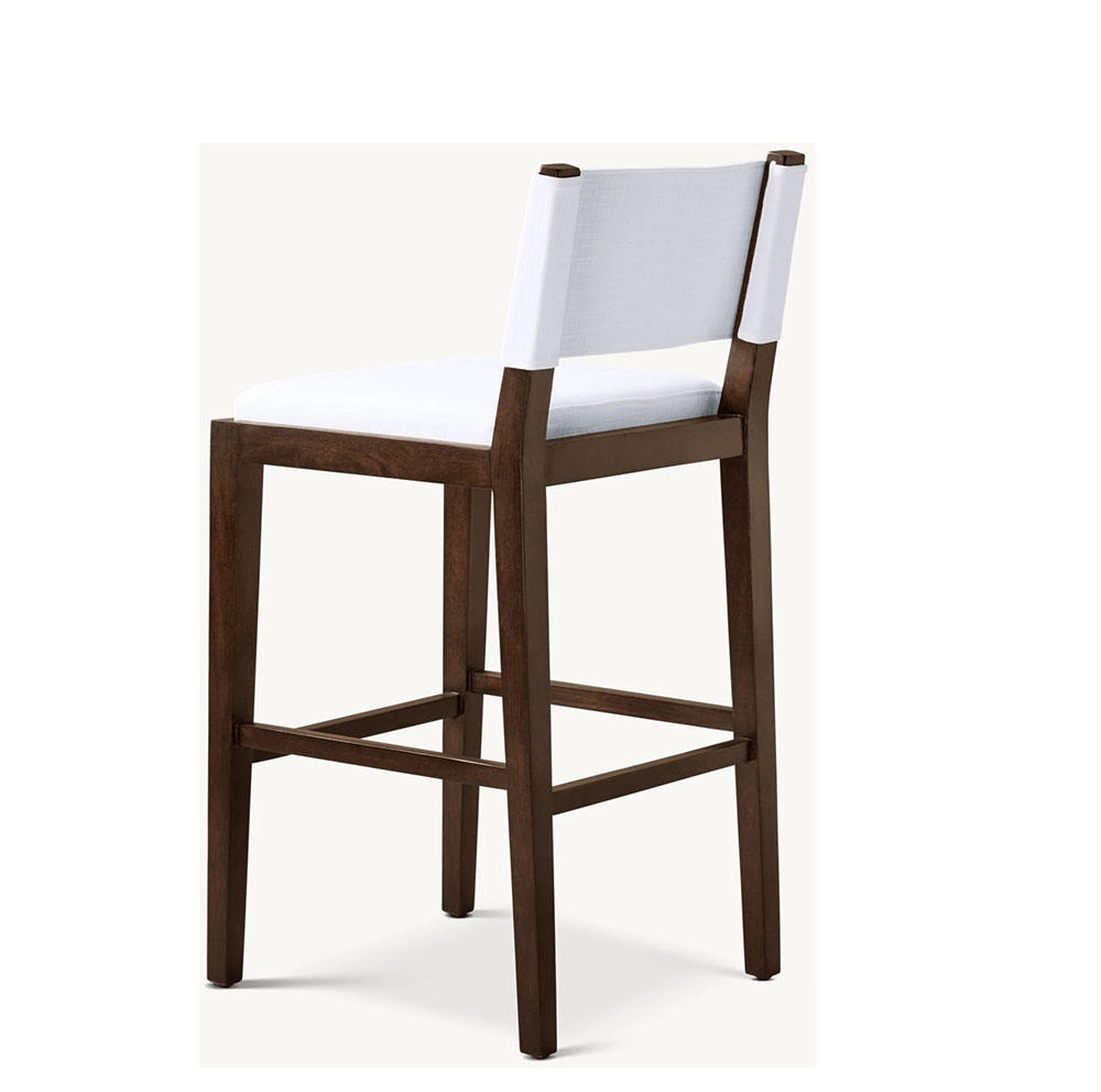 Nordic Metal Frame Wooden Seat Counter Stool for Dining Bar