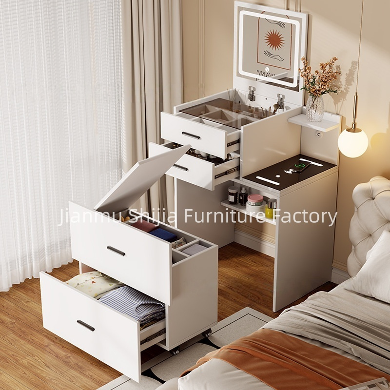OEM ODM Modern Smart Foldable Storage 3-Color Lamp Rechargeable Desktop Dressing Table for Bedrooms