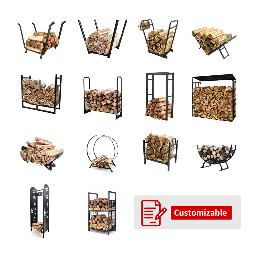 Heavy Duty Fireside Firewood Rack Stand Logs Holder Metal Wood Pile Storage