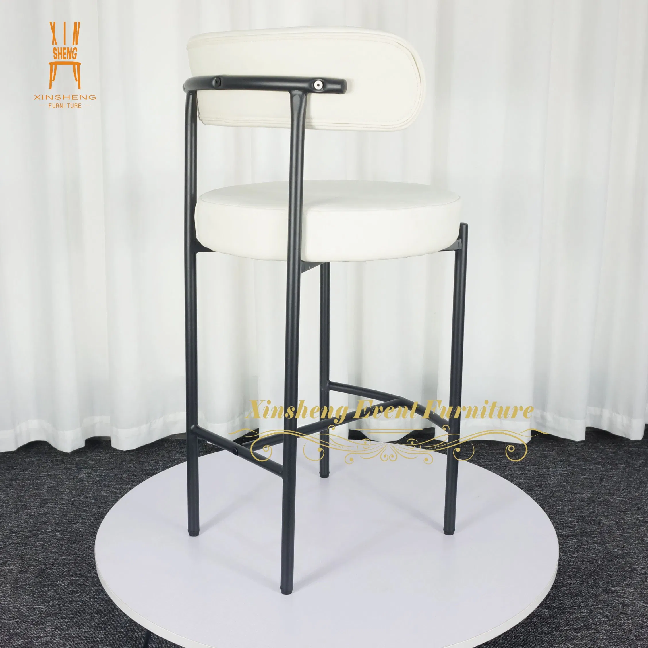 High Quality Luxury Black Metal Legs Soft White Cushion Bar Stool Bar Tall Chairs for Restaurant Bar Furniture
