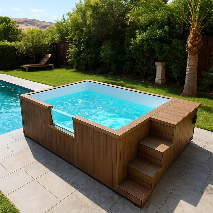 Luxury Glass-Trimmed Pool with Wood Accents for Home &amp; Hotel