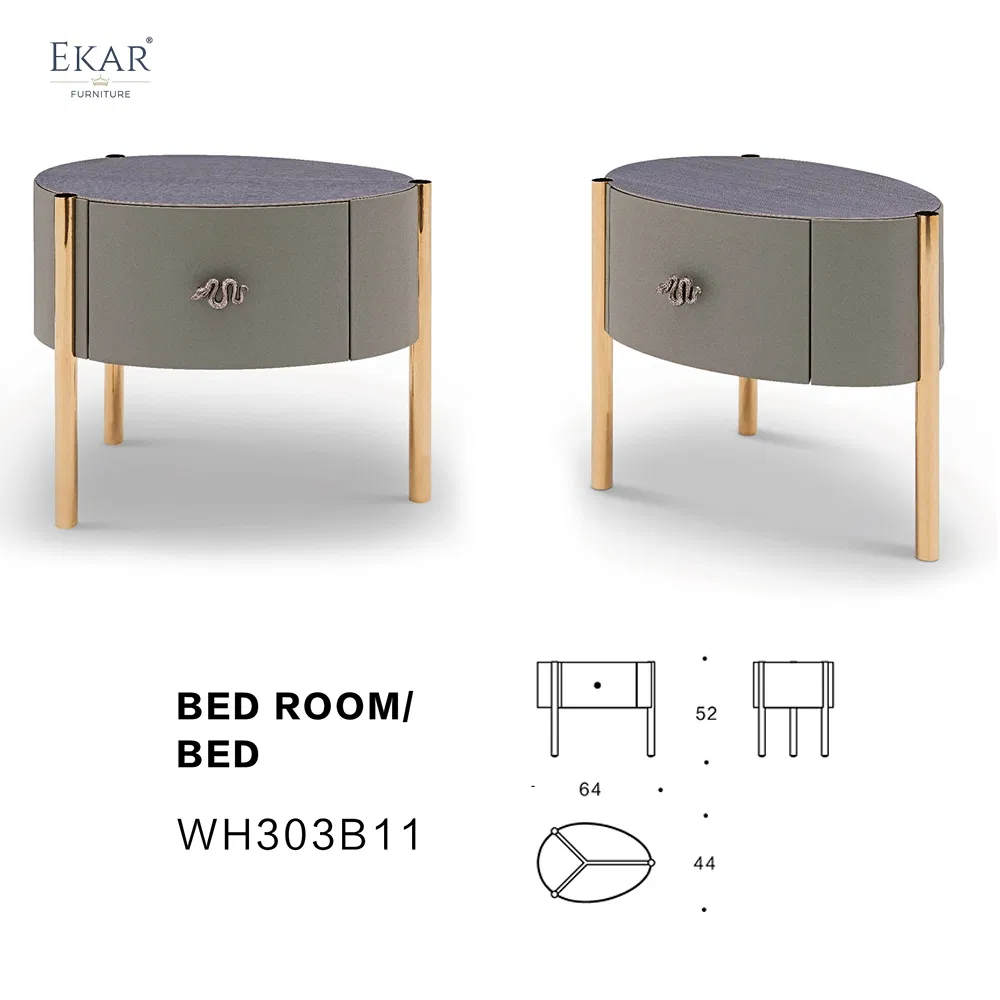Modern Design Small Nightstand with Metal Frame - Bedroom Bedside