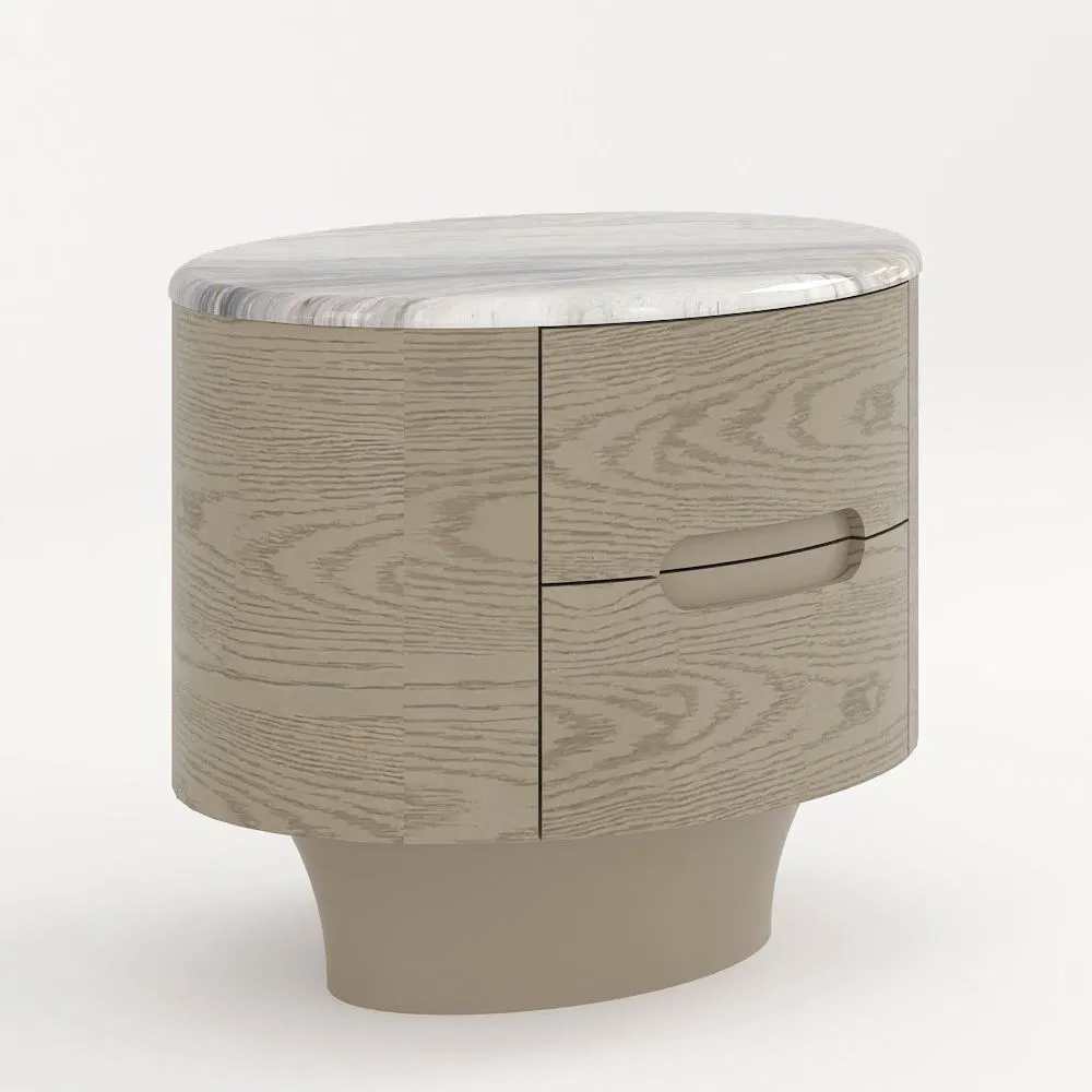 Bedroom Light Luxury Modern Solid Wood Marble Top Nightstand
