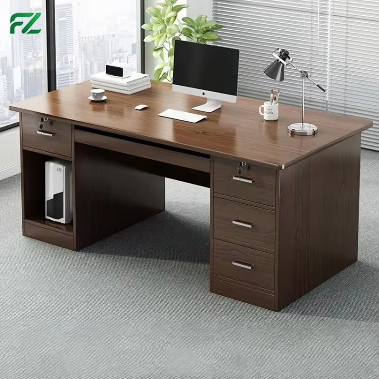 Modern Office Computer Desk with 3-Drawer Aluminum Bedroom Table for School &amp; Company