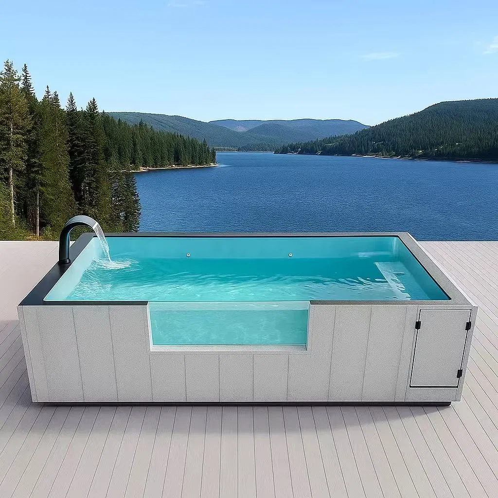 Luxury Glass-Trimmed Pool with Wood Accents for Home &amp; Hotel