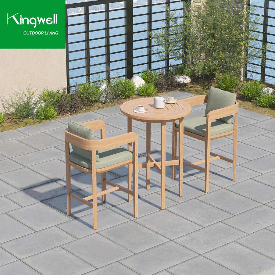 Outdoor Teak Furniture Bar High Chairs Wooden Lounge Bar Stools for Cafe Hotel Appartment