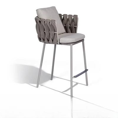 OEM Outdoor Leisure Scandinavian Modern Rattan Backrest Rope Bar Stool