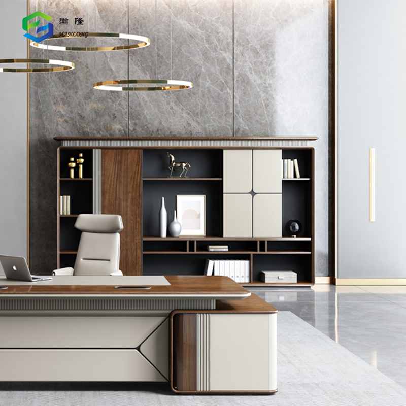 Foshan Furniture Luxury Style Office Cabinets Modern Solid Wood Bookcase
