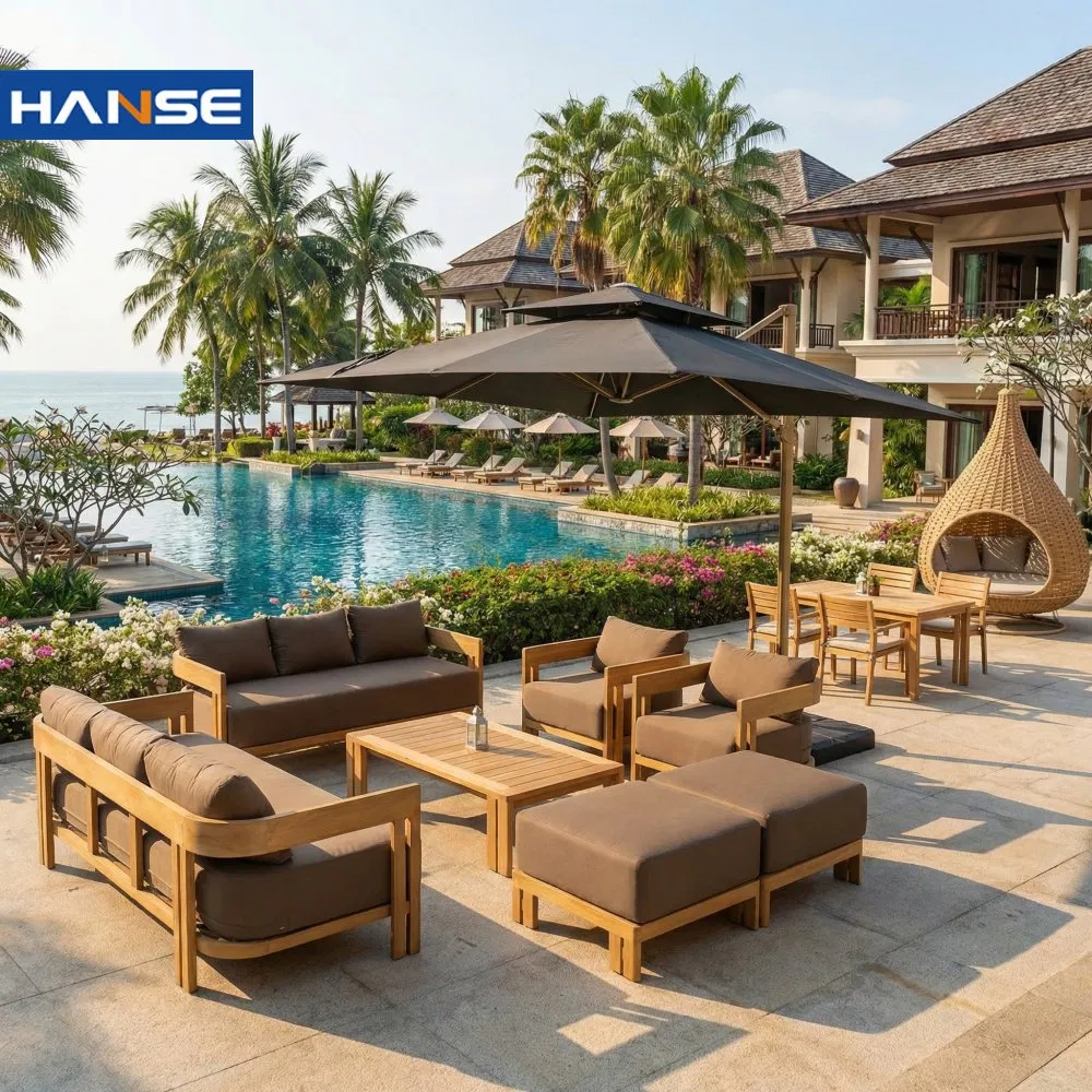 Hanse Outdoor Furniture Wood Rattan Wooden Garden Decoration Aluminum Outdoor Wood Sofa Set Furniture Patio