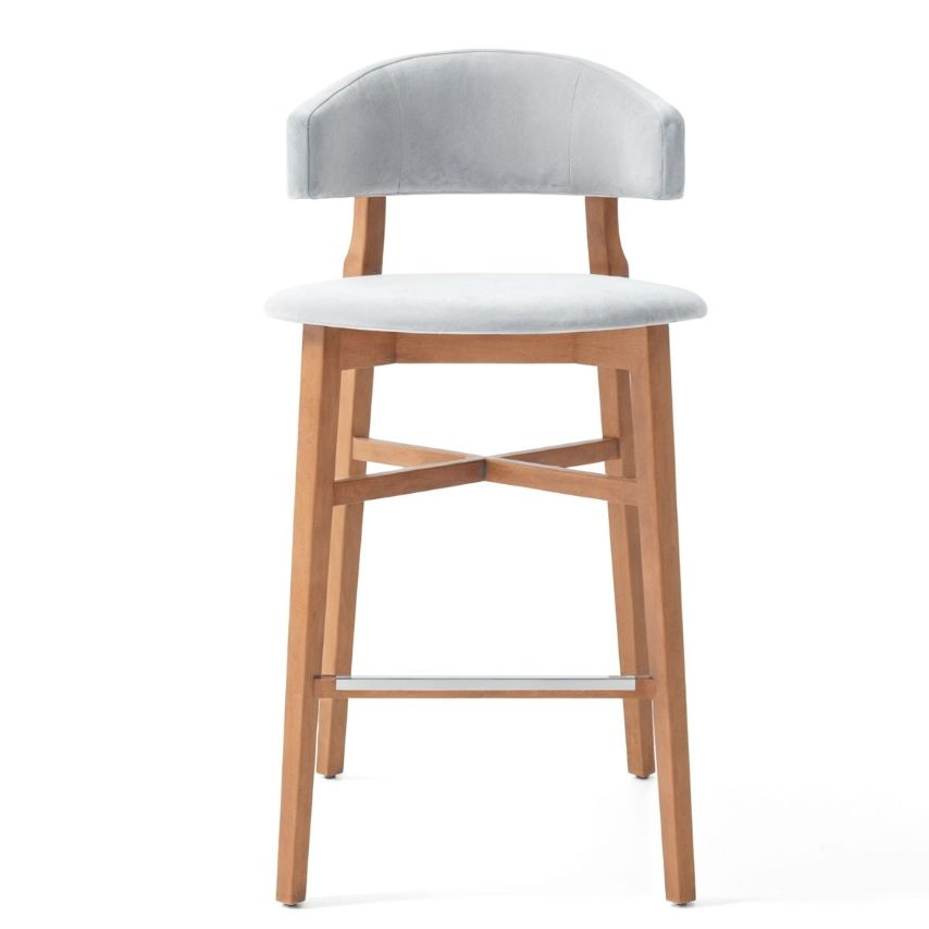 Customized Beech Wood Upholstered Bar Stool for Hospitality Furniture