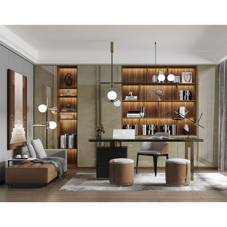 Modern Bookshelf Cabinet Bookcases Furniture Design Home Office Room Corner MDF Wooden Book Shelf Bookcase with Computer Desk