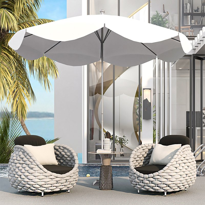 Outdoor Sofa Set Aluminum Frame Patio Couch with Sun Umbrella Woven Rope Garden Furniture
