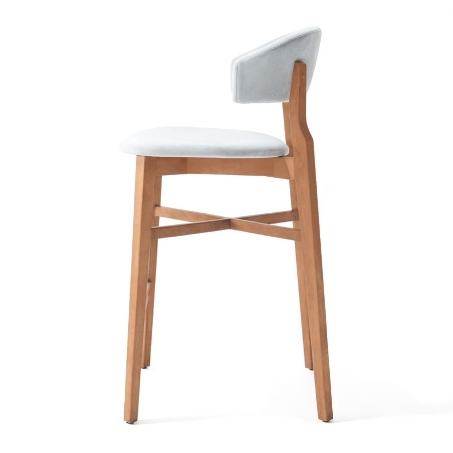 Customized Beech Wood Upholstered Bar Stool for Hospitality Furniture