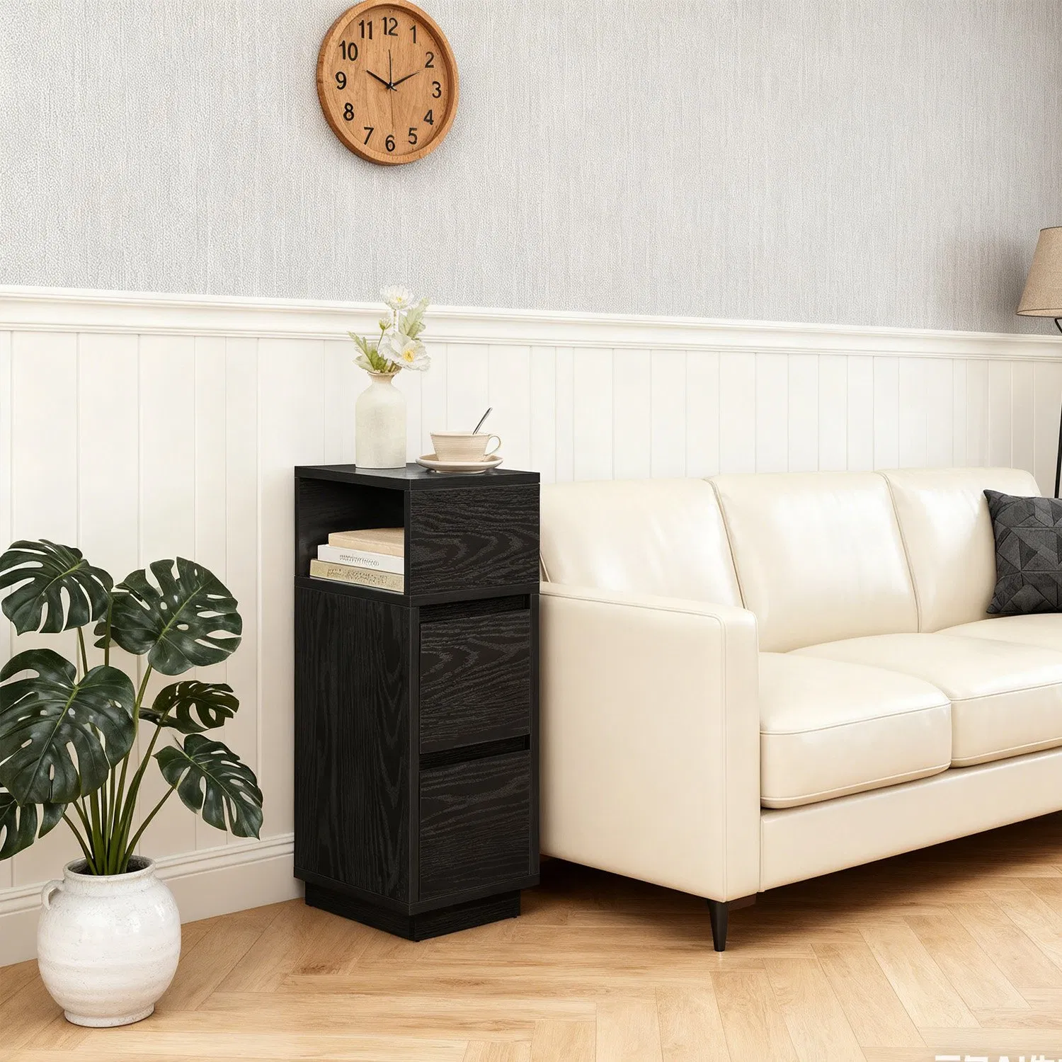 Night Stand Bed Side Table Sofa End Table Bedside Table Nightstand with 3 Wood Drawers for Bedroom Living Room