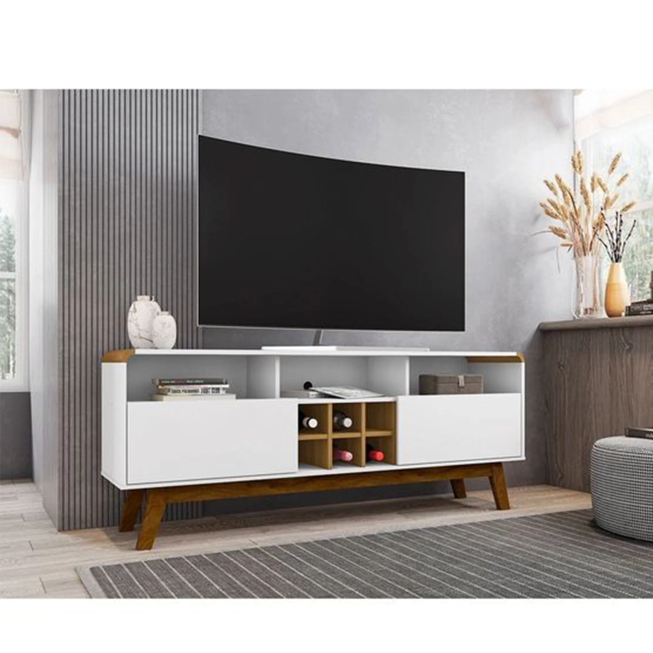 TV Stand for Tvs up to 75 Inches Entertainment Center with Storage Shelves TV Console Table Easy to Assemble for Living Room Bedroom
