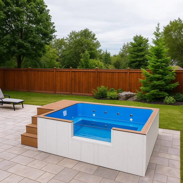 Luxury Glass-Trimmed Pool with Wood Accents for Home &amp; Hotel