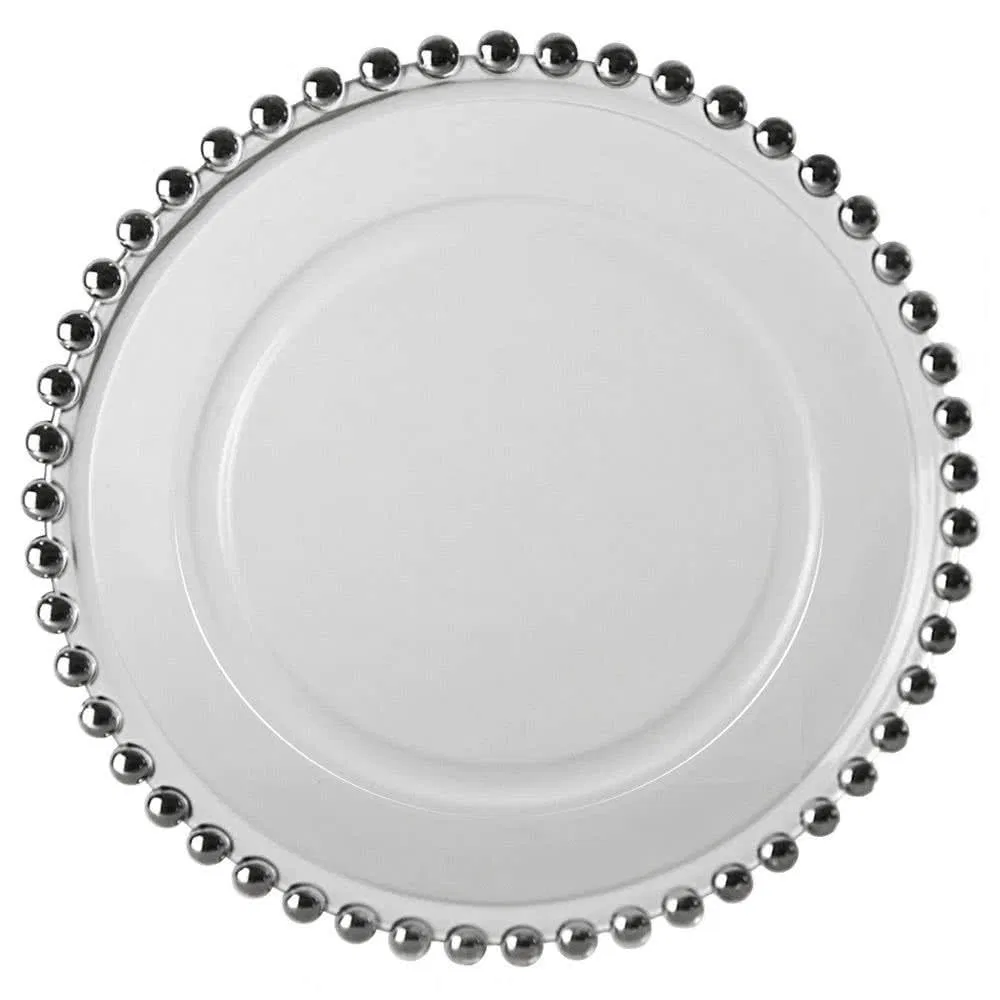13-Inch Round Glass Charger Plates with Luxurious Gold Accents