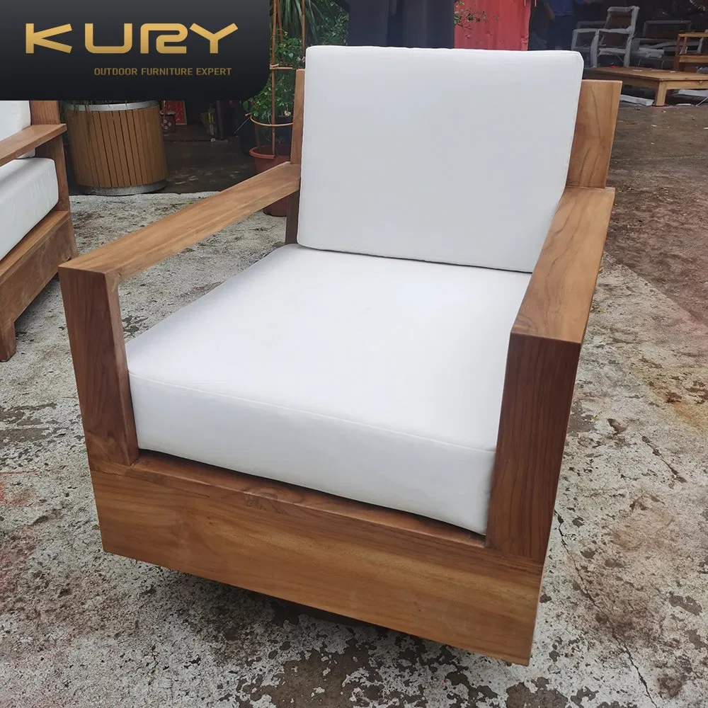 Wholesale Waterproof Furniture with Cushions Living Room Balcony Patio Hotel Teak Wood Garden Sectional Outdoor Sofa