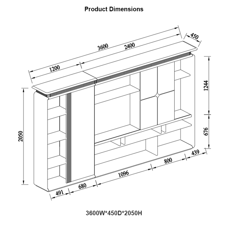 Foshan Furniture Luxury Style Office Cabinets Modern Solid Wood Bookcase