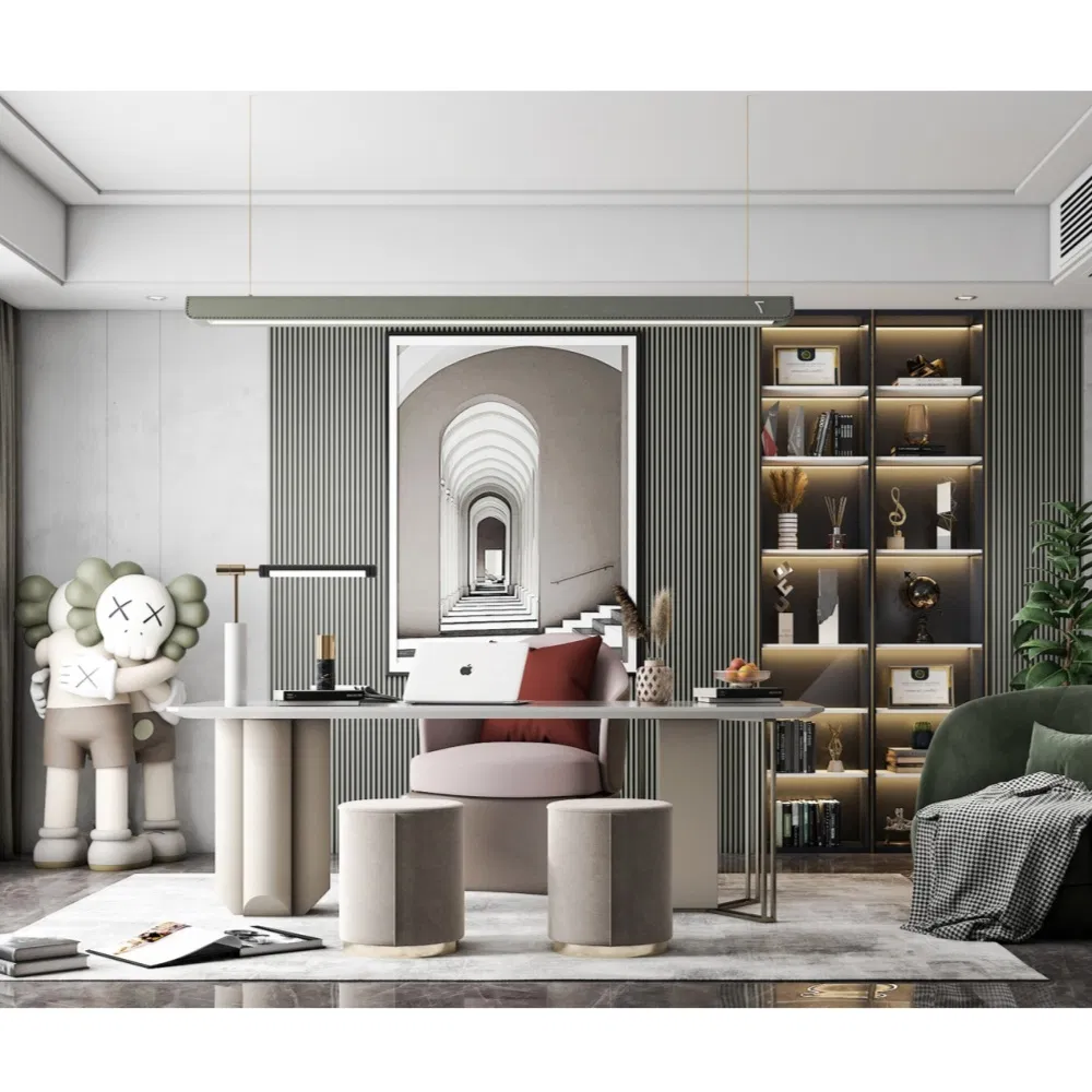 Wood's Furniture Moisture Resistant Particle Board Modern Bookcase with Desk Complete Set